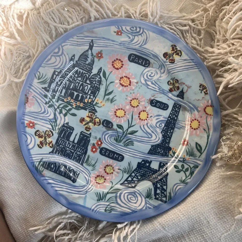 Anthropologie Nathalie Lete Paris Brume Eiffel Tower Francophile Dinner Plate